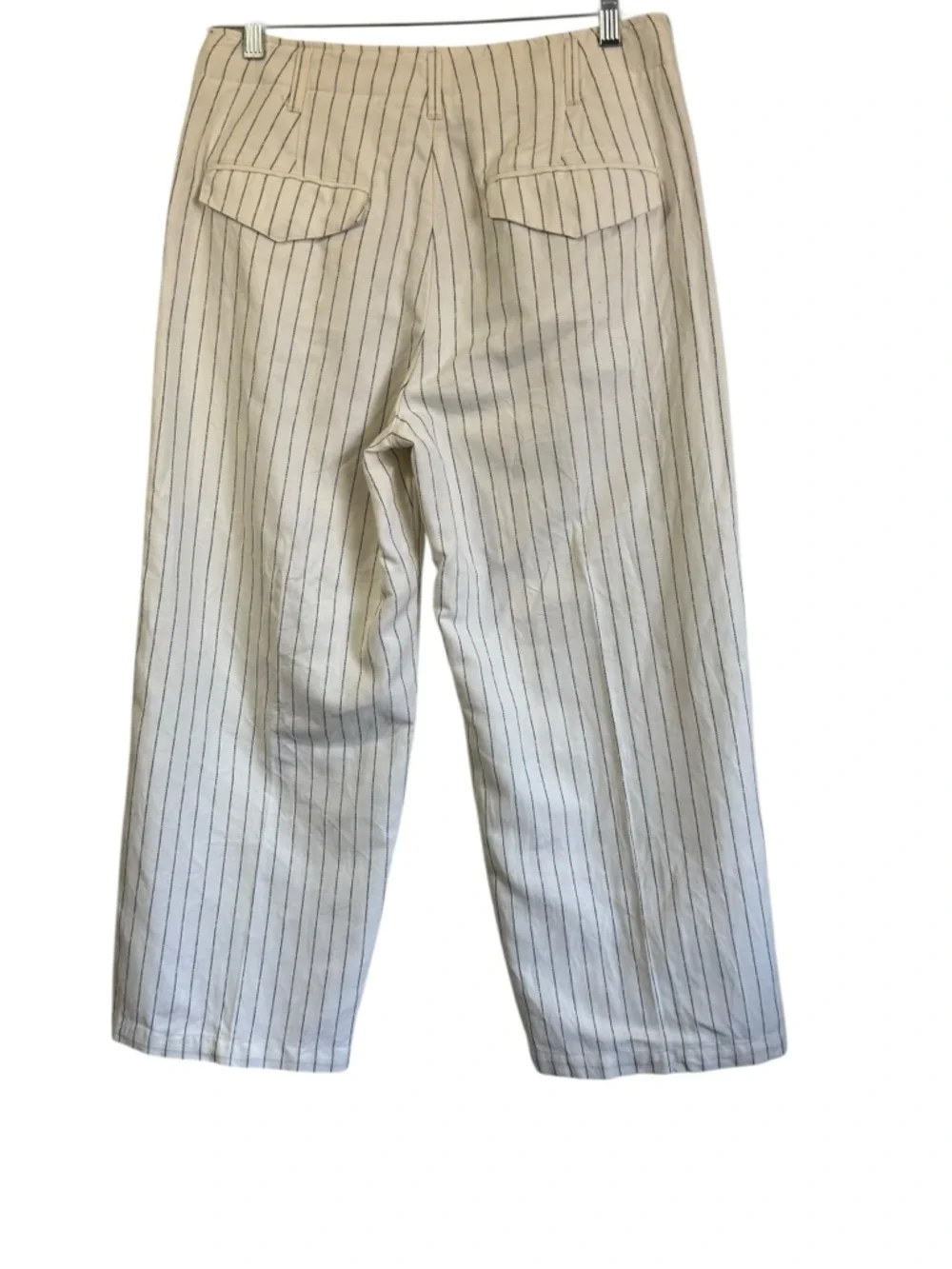 Rag & Bone Dylan Cropped Cream Pinstripe Wide Leg Pants Women Sz 8 Linen Cotton - Picture 3 of 13